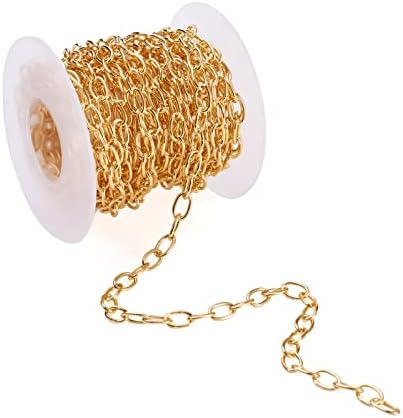 幅5mm ゴールド 真鍮製 小豆チェーン 18金メッキ リンクチェーン ネックレス ブレスレット アクセサリーパーツ DIY ハンドメイド クラフト用品