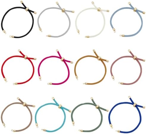 12 個 12 色 スライダー ブレスレット ナイロン コード チェーン リンク 調整可能 ジュエリー 製作 DIY 製作 女性