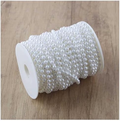 ビーズチェーン 6mm 長さ25m ホワイト フェイクパールビーズ ジュエリー製作 DIY 髪飾り ネックレス ブレスレット アクセサリー用 手芸用品 花飾り 装飾 結婚式 パーティー 室内装飾