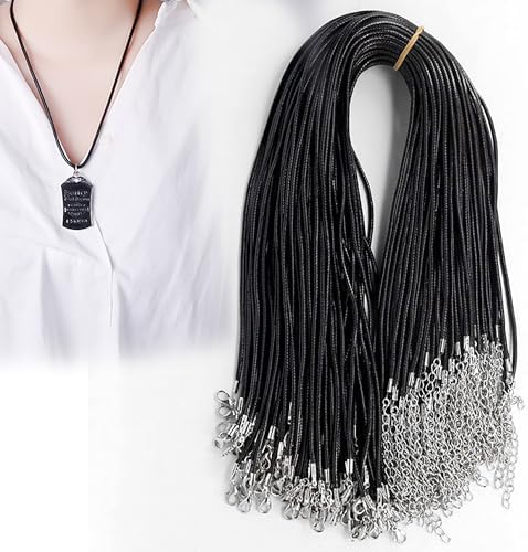 2mm 45cm 100pcs アクセサリーパーツ diy ネックレス紐 皮紐 ネックレス紐 ハンドメイド材料 ロブスターバックル付き