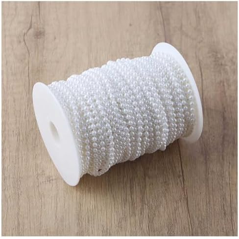 ビーズチェーン 4mm 長さ50m ホワイト フェイクパールビーズ ジュエリー製作 DIY 髪飾り ネックレス ブレスレット アクセサリー 手芸用品