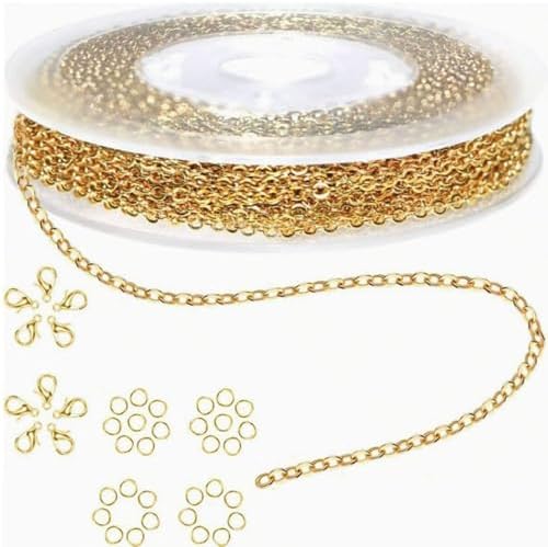 カラーチェーンセット アクセサリー用 エビクリップ 10 個 + 4mm リング 30 個付き 錆びにくい多用途チェーン