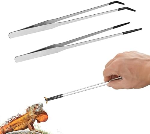 Rakuten - 爬虫類 餌やり ピンセット ゴム製先端 給餌トング ステンレス鋼 10.6インチ ストレート&カーブ ピンセット ペット用品