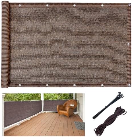 樂天商城 - 目隠し シェード 180x100cm - 高密度ポリエチレン 風通し良い UVカット プライバシー保護 モカ色
