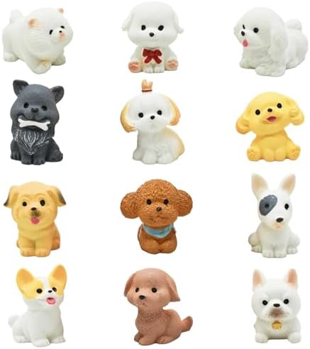 ミニ犬 フィギュア 置物 12匹セット 樹脂製 小さな子犬 2-3cm かわいい 装飾用