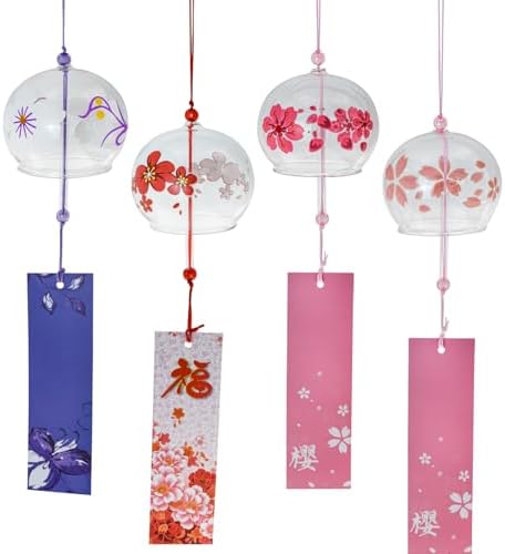 樂天商城 - 風鈴 金魚 桜 ガラス風鈴 4点セット 手作り風鈴 江戸風鈴 玄関風鈴 ウインドチャイム インテリア ギフト ホーム飾り