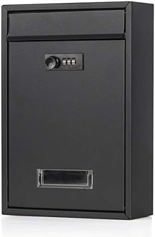 郵便受け 壁掛けタイプ ダイヤル式 金属製 マットブラック