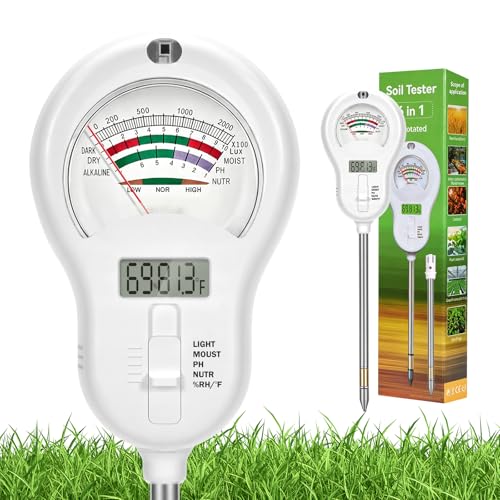 乐天商城 - 6in1土壌テスター - pH測定器・土壌水分計・日照強度測定機、LCD温湿度計付き