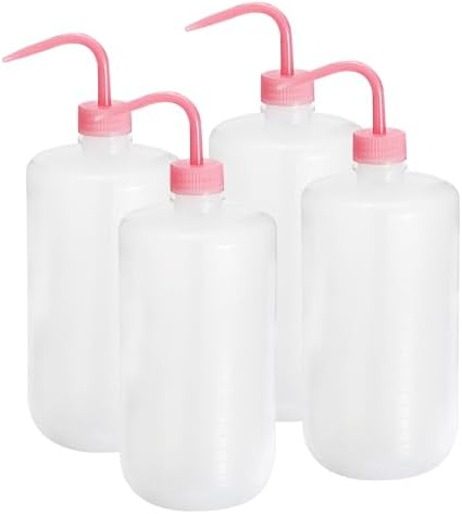 樂天商城 - 1000ml プラスチック 絞る ボトル 4個 細口 洗浄 灌漑 用 ピンク クリア