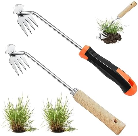 乐天商城 - 除草ツール 多機能 除草くわ 片手用 長い柄 雑草取り器具 草刈り 便利グッズ 軽量 便利 両用鍬 ガーデン 園芸用 (2点セット)