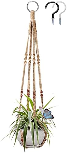 樂天商城 - 植物ハンガー 35インチ 吊り下げ式プランターホルダー ハンドメイド フック2個付き 屋内&屋外 ホームバルコニー装飾 最大12インチの植木鉢にフィット