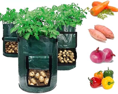 10ガロン：約34 x 45 cm（高さx直径）37リットルの栽培バッグは、植え付けを容易にし、十分な大きさを持っています。使用後はコンパクトに畳むことができ、収納が簡単です。この特性により、スペースを節約し、整理整頓がしやすくなります。また、持ち手が付いているため、移動や運搬も簡単で、作業効率が向上します。柔らかく丈夫なPE素材を使用した栽培袋は、使用後も洗って再利用でき、環境に配慮した経済的な選択肢です。このリユーザブルな特性は、資源の無駄を減らし、持続可能なガーデンカルチャーを促進します。通気性が良く、根腐れを防ぎます。不織布ポットの構造は、植物の根の発育を促進し、根腐れの発生を減らし、植物の健康を維持するのに役立ちます。ジャガイモをはじめ、トマト、ニンニク、タマネギ、バジル、豆、果樹、花など多様な植物の栽培に適しており、個人の好みに合わせた多様な利用方法があります。ビジュアルウィンドウデザインにより、植物の成熟度を正確に確認し、土を掘ることなく直接収穫できるため、作業が効率的に行えます。10ガロン：約34 x 45 cm（高さx直径）37リットルの栽培バッグは、植え付けを容易にし、十分な大きさを持っています。使用後はコンパクトに畳むことができ、収納が簡単です。この特性により、スペースを節約し、整理整頓がしやすくなります。また、持ち手が付いているため、移動や運搬も簡単で、作業効率が向上します。柔らかく丈夫なPE素材を使用した栽培袋は、使用後も洗って再利用でき、環境に配慮した経済的な選択肢です。このリユーザブルな特性は、資源の無駄を減らし、持続可能なガーデンカルチャーを促進します。通気性が良く、根腐れを防ぎます。不織布ポットの構造は、植物の根の発育を促進し、根腐れの発生を減らし、植物の健康を維持するのに役立ちます。ジャガイモをはじめ、トマト、ニンニク、タマネギ、バジル、豆、果樹、花など多様な植物の栽培に適しており、個人の好みに合わせた多様な利用方法があります。ビジュアルウィンドウデザインにより、植物の成熟度を正確に確認し、土を掘ることなく直接収穫できるため、作業が効率的に行えます。