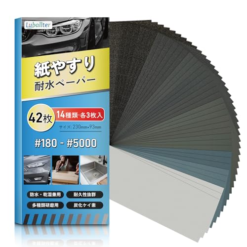 紙やすり 42枚 14種類 1805000番 耐水ペーパー セット 研磨シート 230×93mm