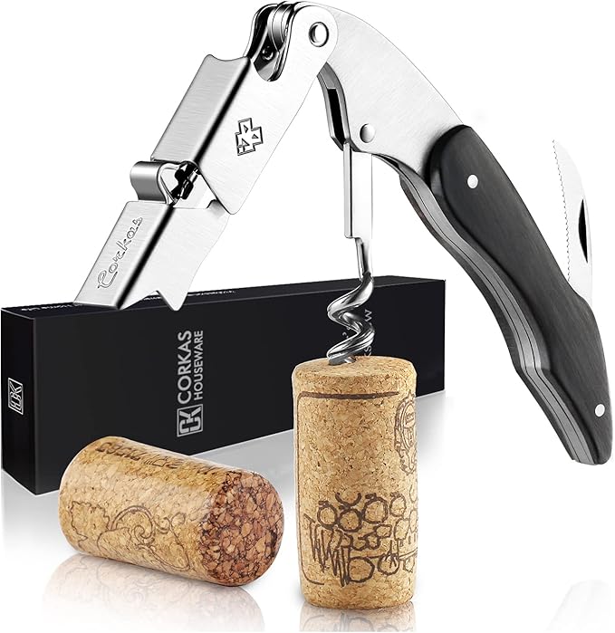 ソムリエナイフ ワインオープナー コルク抜き 栓抜き 木製ハンドル ウェイター＆バーテンダー向け