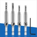 センタードリルビットセット 4点セット ヒンジ蝶番 木工用 穴あけ ポジショニング ドリル 6.35mm 六角軸ドリルビット L字型レンチ付き