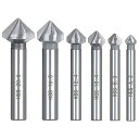 6本セット カウンターシンク皿取り錐ドリル ビット 皿取錐 下穴錐 座ぐり 三刃90° 面取り カッター ドリル用面取り バリ取り 丸軸6枚刃(6.3mm、8....