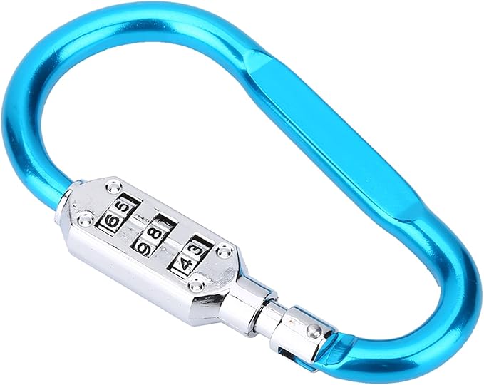 ダイヤル式ロック ナンバー ロック ヘルメットホルダー カラビナ式 暗証番号 防犯 カラビナ式ナンバー (青)