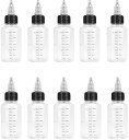 目盛り付きドロッパーボトル 10個セット 60ml ツイストキャップ 透明度高 液体容器 滴瓶 プラスチックボトル 小分けボトル 実験 DIY 手芸 アート 多用途