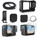 シリコン保護キット HERO13 Black用、交換可能なバッテリーサイドカバー、シリコンレンズカバー、スクリーンプロテクター、調節可能なストラップ、アクセサリーキット