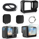 シリコン保護キット Hero 13 Black 用、シリコンレンズカバー、スクリーンプロテクターと調節可能なストラップ、アクセサリーキット
