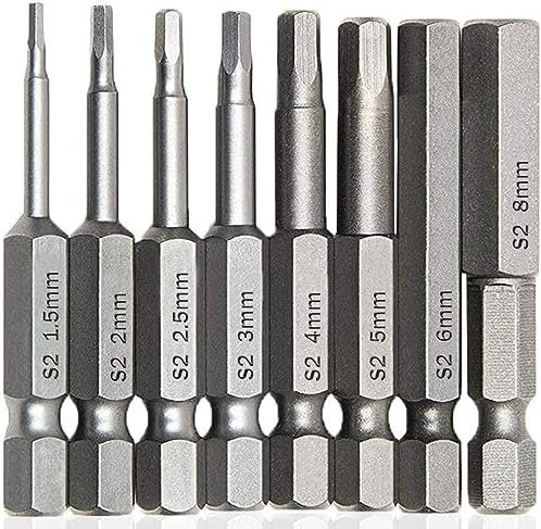 8本セット ドライバービット 50mm 1.5mmー8mm 六角軸 磁気吸着ビット