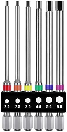 ヘックス ビットセット 6本組 ドライバービット 六角ビット 片頭ヘックス 100mm 対辺2/2.5/3/4/5/6 磁..
