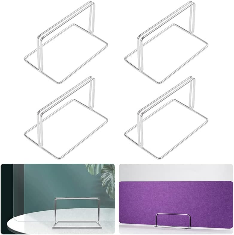 メニュースタンド デスクトップ屏風クリップ 仕切り板クリップ 台座付き パネルホルダー ステンレス 15*10*9 cm 4個入