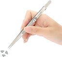 ピンセット 宝石用、ジュエリーピンセットロックキャッチ、ジュエリー作りクラフトツール滑り止めデザイン調節可能なステンレス鋼ピンセットでロック(#01)