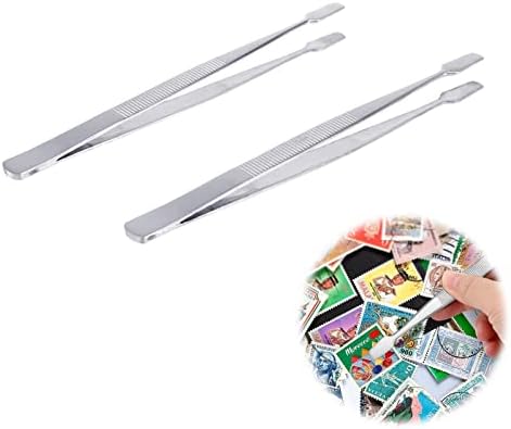 ピンセット 切手用 2点セット 平型 ステンレス製 切手収集 スタンプ収集ピンセット 多用途 滑り止め