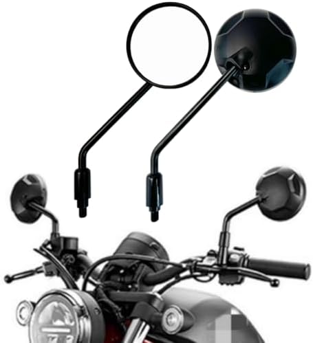 10mm 逆ネジ/正ネジ ハンドルミラー ブラックかスタムミラー 左右 セット 直径101mm