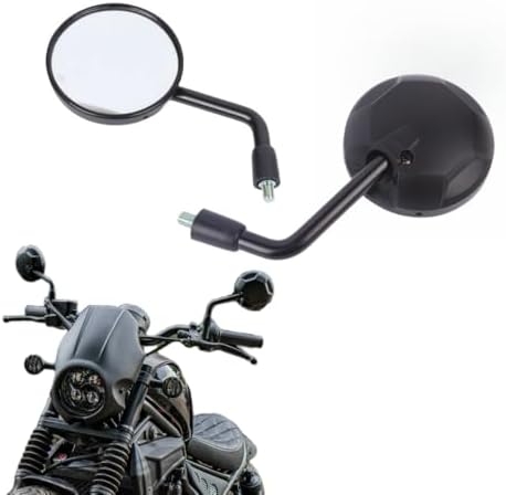10mm 逆ネジ/正ネジ 丸型ショートステーミラー 左右セット レブル500/250バイクなど対応