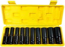 インパクトソケット ディープソケット 六角 チ 8,10,12,13,14,16,17,19,22,24mm 差込角1/2" 10本セット ディープ ビット 収納ケース付き