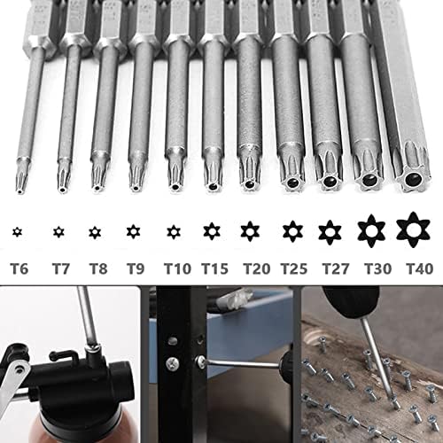 11ピース トルクスドライバービット 中空トルクス頭トルクス星ネジ用ビットセット 75mm T6-T40 ビット電動工具 磁気付き