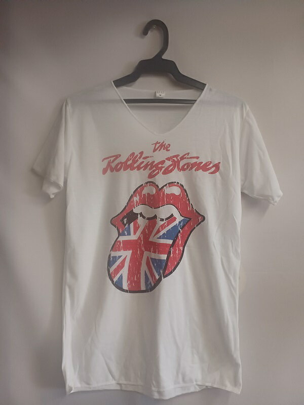 ロックTシャツ ROLLING STONES（ローリングストーンズ） M　白 バンT バンドTシャツ　PUNK　ハ−ド　ロック HM HR　ホワイト　舌　ユニオンジャック　イギリス 1