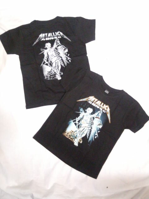 KIDS ロックTシャツ　METALLICA(メタリカ) AND JUSTICE FOR ALL　2-4 4-6 6-8 8-10 10-12）/黒/ブラック/バンドTシャツ/ロックTシャツ/バンT/子供服/ヘビーメタル