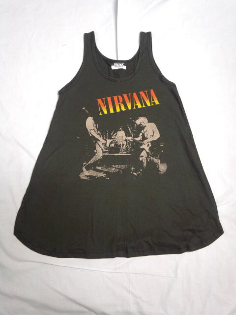 レディース　ロック系　ロングカットソー　NIRVANA（ニルヴァーナ）　LIVE FREE チャコールグレー　 /KERA系/ショートワンピ/ロックTシャツ/バンドTシャツ/原宿系