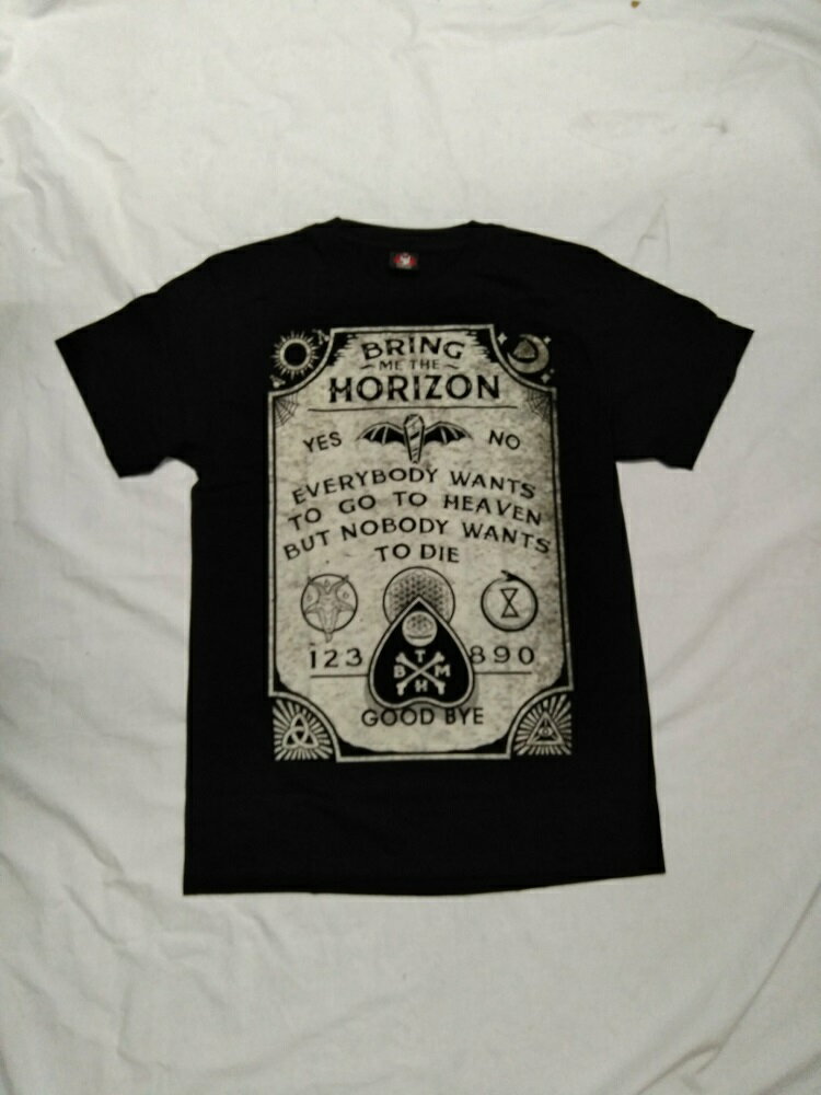 ロックTシャツ　Bring Me the Horizon(ブリング・ミー・ザ・ホライズン)　S　M　L XL/黒/ブラック/バンT/バンドTシャツ/ハードロック/HM/HR/スカル/ラベル/ウイスキー