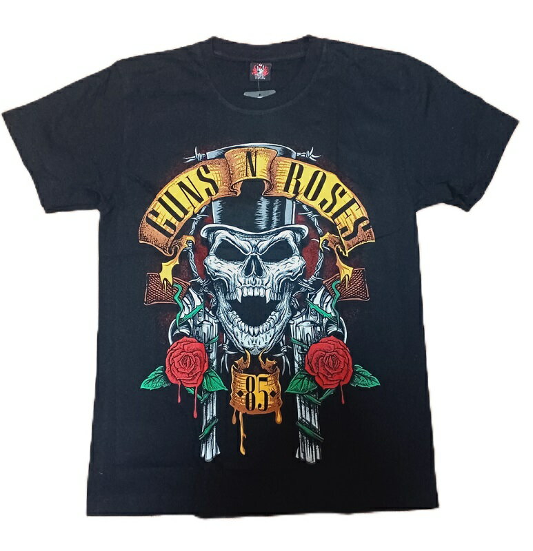 ロックTシャツ　GUNS`N'ROSES ガンズ＆ローゼス　M　L/XL/黒/ブラック/バンT/バンドTシャツ/ハードロック/HM/HR/ヘビーメタル/ドクロ/スカル