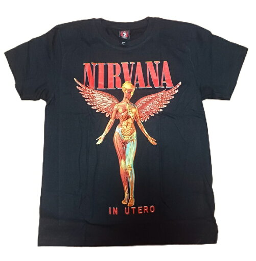 ロックTシャツ NIRVANA(ニルヴァーナ) IN UTERO M L XL ブラック /バンT/バンドT/黒/NIRVANA/ニルバーナ ロックTシャツ NIRVANA(ニルヴァーナ) IN UTERO M L XL ブラック /バンT/バンドT/黒/NIRVANA/ニルバーナ