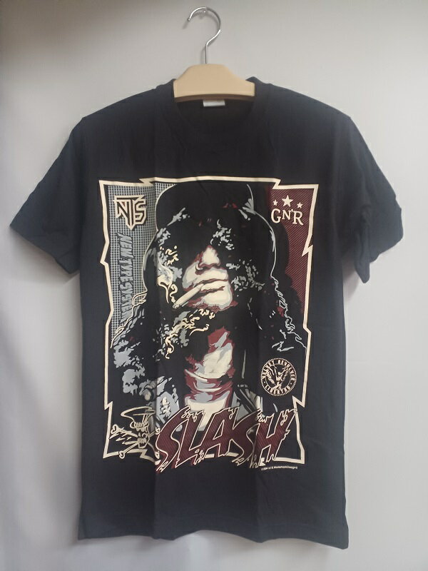 アメコミ風　ロックTシャツ　GUNS`N'ROSES(ガンズ＆ローゼス)　SLASH M L バンT 黒 HM 半袖 ヘビ-メタル スラッシュ ブラック