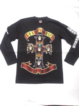 ロックTシャツ GUNS`N'ROSES(ガンズ&ローゼス) スカルクロス 長袖 S M L XL 黒/バンドTシャツ/ロンT/ブラック/ドクロ