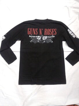 ロックTシャツ GUNS`N'ROSES(ガンズ&ローゼス) スカルハット 長袖 S M L XL 黒/バンドTシャツ/ロンT/ブラック/ドクロ