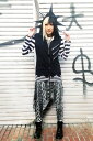 2014春物新作 ACDC RAG PUNK系 ニードルパーカー FREE 黒/赤 黒/白/V系/KERA系/パンク系/ロック系/ゴシック系/原宿系/長袖(4)