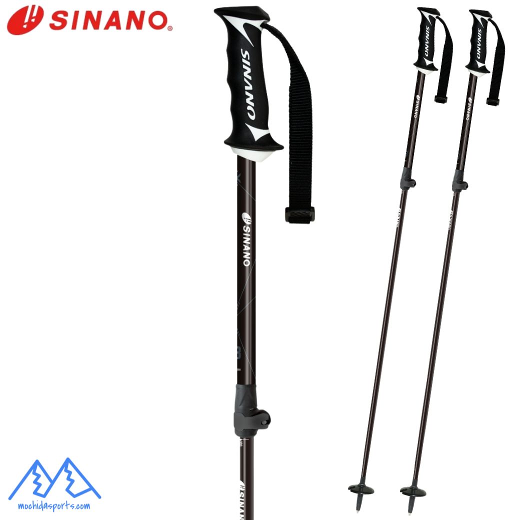SINANO FREE-X CB シナノ サイズ調整式　スキーポール フリーX CB 強度に優れるカーボンシャフトを採用した、基礎スキーユーザー向けのスタンダードモデル。 カーボン製の下段シャフトに、アルミ合金製の上段を合わせた伸縮式スキーポール。 上段に重量を持たせることで高めたバランス設計は、振りやすく扱いやすい仕上がりに。 カーボンによる高い強度とレバーロックによるサイズ調節機構でピステからコブ斜面まで、ゲレンデの全てのコースに対応可能です。 商品名：フリー X CB 使用サイズ：100-123cm 材質 ：アルミ合金16φ+カーボン14φ 重量 ：約236g/本　