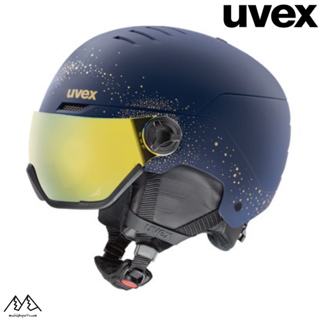 ウベックス レディース スキー バイザーヘルメット ポーラスパークルズゴールドマット UVEX wanted visor WE 56626450