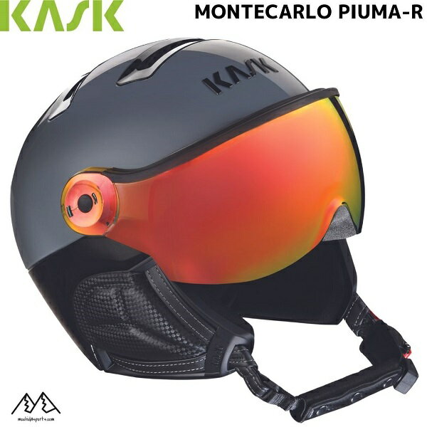 KASK PIUMA-R MONTECARLO バイザー 一体式ヘルメット カスク モンテカルロ ヘルメット：EN 1077 Class B - ASTM F 2040 バイザー：EN 166 - EN 174 - ASTM F659-10 重量：500 g（バイザー含） クリックインシステムにより、取り外し可能で洗える内側のパッドとシェルの間の接続も強化されています。そのデザインは控えめで最小限で、簡単にシェルに収まる7 本のピンがあります。クリックインシステムの効果的なシンプルさは、オールラウンドで素晴らしい快適さを保証します。 メリノウールの特性によりインナーは、常に快適さを提供します。メリノウールという天然繊維が体温を保ち、高い通気性と速乾性を実現します。 アクティブベンチレーションシステムは、ヘルメット後部のレバーを引き下げるだけでヘルメット内の空気の流れや空気の量が改善されます。 バイザーの取外しがワンプッシュで可能なワンムーブシステムはヘルメットのデザインとマッチしています。　