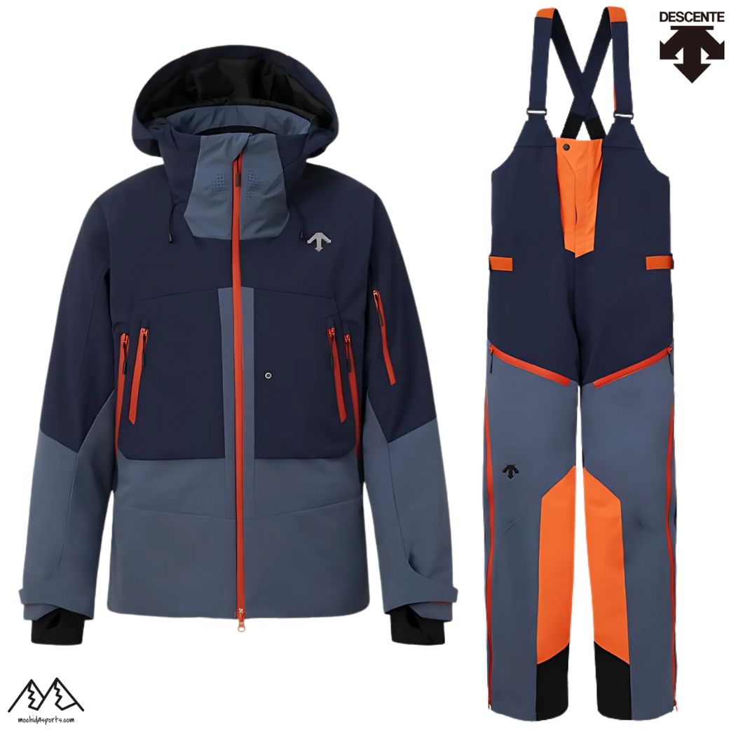DESCENTE SKI　S.I.O INSULATED JACKET＆PANTS 身体を包み込むように精巧に形成したミニマムパターン"S.I.O"を採用したスキー ●素材・着心地 ・S.I.O ：「第二の皮膚のようにフィットし、動きを妨げない」。 長年にわたるスピード競技開発で培った型紙技術をベースにした快適性とパフォーマンスの向上を目的としたシルエット。 ウェアを構成するパーツを最小限に抑えることで、動きを妨げる縫い目を極限まで削ぎ落とし軽量化と動きやすさを両立。 ●機能 ・AQUA SCREEN PRO(アクアスクリーンプロ) ：耐水圧 20,000mm、透湿性 20,000g/m2/24h(B-1) 4,000g/m2/24h(A-1)以上の優れた防水性、透湿性が特徴のデサント独自素材。 ・HEATNAVI(ヒートナビ)：デサント独自の光を熱に変える発熱素材。 光を熱に変換し衣服内の温度を高めることで寒さを軽減し快適なスキーライフを実現。 ●仕様 ・Breath Ventilation(ブレスベンチレーション)：呼息換気を目的とした口元に配したベンチレーション。 呼息を外気に逃がすことによりゴーグルが曇ることを軽減。 ・Easy WRIST ADJUSTER(イージーリストアジャスター)：操作性を向上させた袖口アジャスター仕様。 スキーストック(ポール)を装備したまま片手での袖口アジャスター操作が容易。 ・CRITICAL Seam Seal(クリティカルシームシール)：ウェアへの水の侵入を防ぐ縫製仕様。 防水性において重要な部位に使用。 ・Breathing SYSTEM(ブリージングシステム)：衣服内の余分な湿気を外気に逃がし衣服内をドライに保つ仕様。 背上部に設けた排気口と脇下のピットジップが連動し衣服内の喚起を促進。 ・Dual Zip Adjustment(デュアルジップアジャストメント)：衣服内の快適性を持続させる二重換気仕様。 半サイズでのサイズ調整が可能。 ミドラー着用時の着膨れによるパフォーマンス低下を防ぐ。　