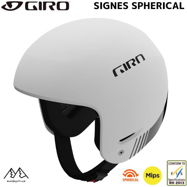 GIRO SIGNES SPHERICAL ジロ FIS対応 レーシングヘルメット サインズ スフェリカル 一瞬の迷いも与えず、フルに攻めることを可能にしながらも、快適さやロープロフィールデザインを求めるアルペンレーサーのために作られたヘルメット。モダンなハードシェル構造に、プロテクションとパフォーマンスを約束するスフェリカルテクノロジーを搭載。CE EN1077、Class A/FIS RH13仕様でありながら、軽量で耐久性に優れている。チンバー、ゴーグルリテーナー、イヤーパッドは取り外し可能 CONSTRUCTION ● スフェリカルテクノロジー ● ハードシェル構造 FEATURES ●IONIC+抗菌パッド ●取り外し可能チンバー付属 ●取り外し可能イヤーパッド 安全基準 ● ASTM2040 ● CE EN1077class A ● FIS RH13安全基準　