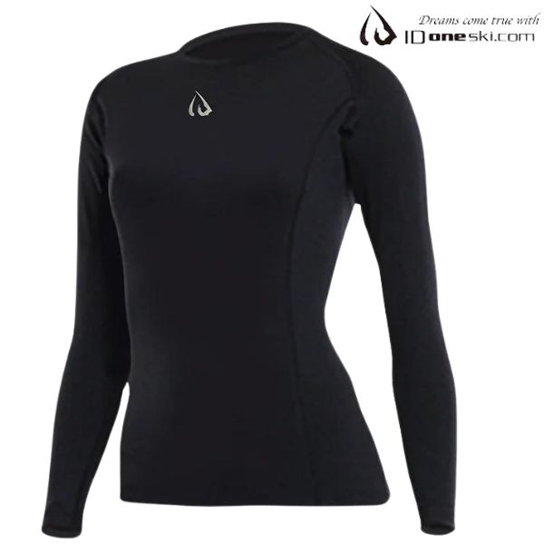 ID one レディース スキー アンダーウェア 裏起毛 ロングスリーブ Tシャツ L-TSHIRT BLACK アイディーワン アンダーシャツ ブラック ID...