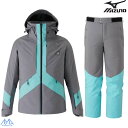 ミズノ スキーウエア クワイエットシェイドグレー カプリブルー Lサイズ MIZUNO DEMO SOLID SKI PARKA + DEMO SOLID SKI PANTS Z2MEC321 80 Z2MFC321 80
